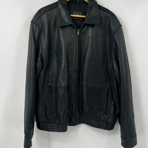 EMC Mens 100% Leather Moto Bomber Jacket Beautiful Quality Black Buttery XL